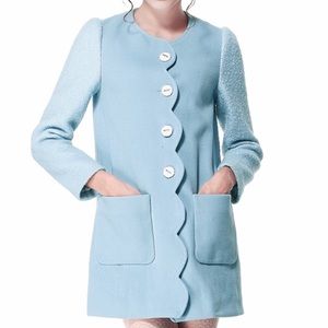 Light Blue scallop wool blend coat